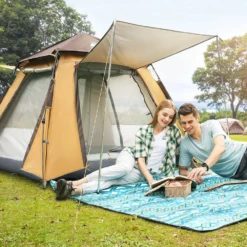 Hewolf Auto 3-4 Person Tent - Camel 14 Hewolf Auto 3-4 Person Tent - Camel -Montanic Sale Store 10