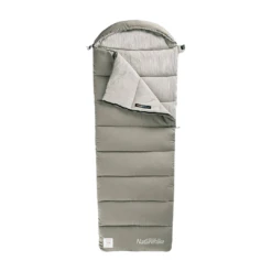 Naturehike M180 Envelope Washable Cotton Sleeping Bag With Hood Left Zipper - Green