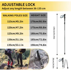 Naturehike Gale Pro Aluminum Five-Section Adjustable Folding Trekking Pole - 115-135cm (2pcs) -Montanic Sale Store 85 f8b5b91d ed3b 4b41 8baa c3003585a426