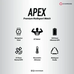 Coros Apex 42mm Multisport GPS Watch - Black -Montanic Sale Store Apex features