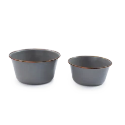 Barebones Enamel Mixing Bowl Slate - Set Of 2 -Montanic Sale Store CKW 378 04