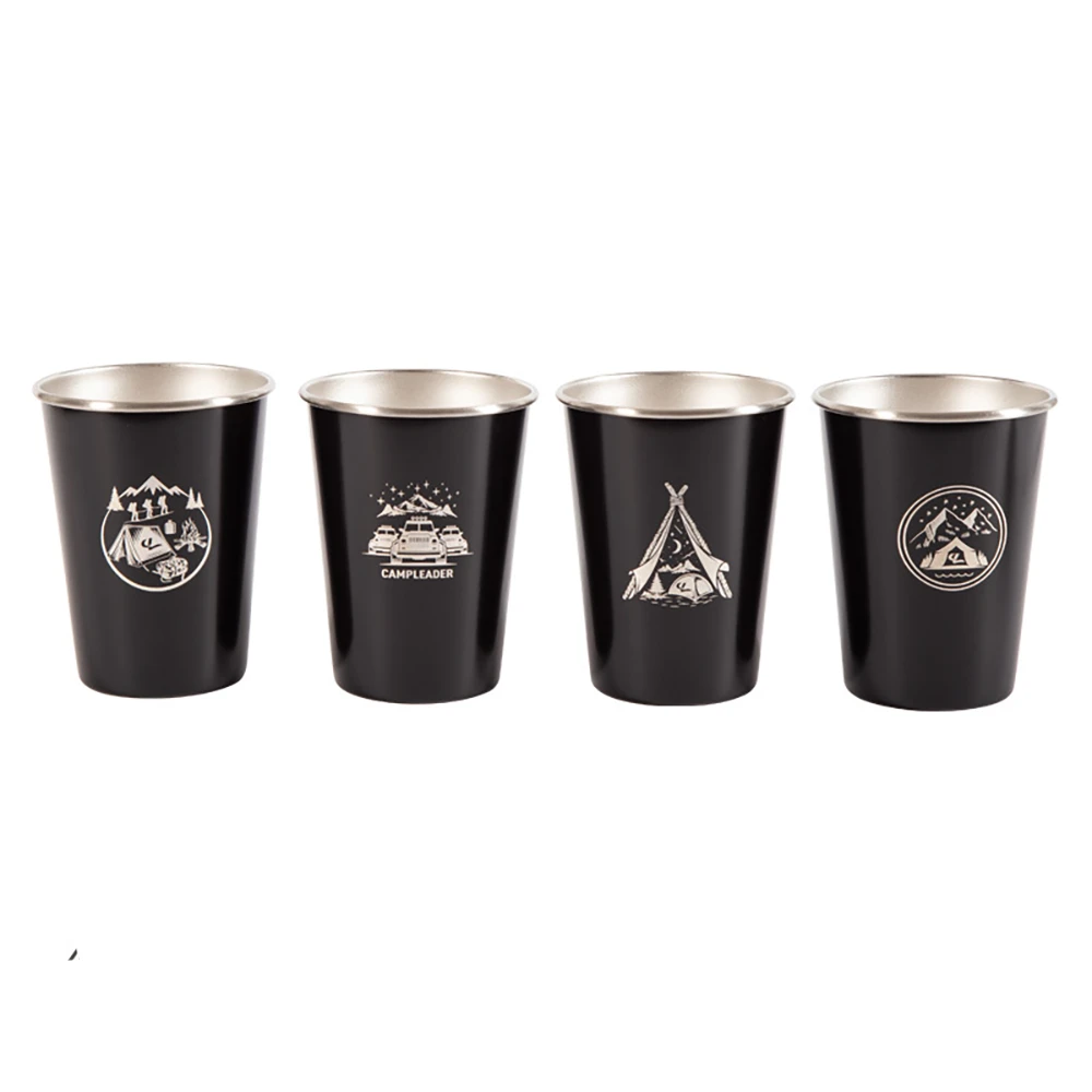 Camp Leader 4 Pcs Stainless Steel Cup - Black 1 Camp Leader 4 Pcs Stainless Steel Cup - Black