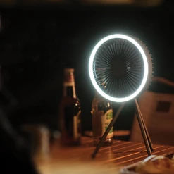 Tripod Fan With White Ring Light USB Rechargeable -Montanic Sale Store Edited 6