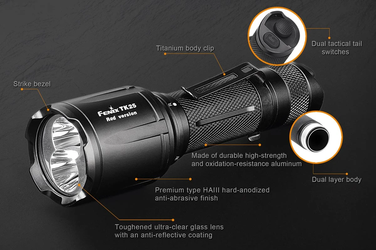Fenix TK25 RED LED Flashlight 3 Fenix TK25 RED LED Flashlight - Image 3