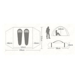 Hewolf 2 Person Camping Tent -Montanic Sale Store MON 1589 TAN 5