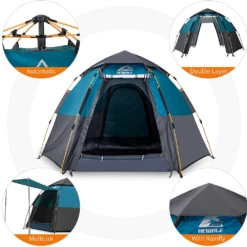 Hewolf 3-5 Person Automatic System Large Outdoor Camping Tent -Montanic Sale Store MON 1789 BLU 8