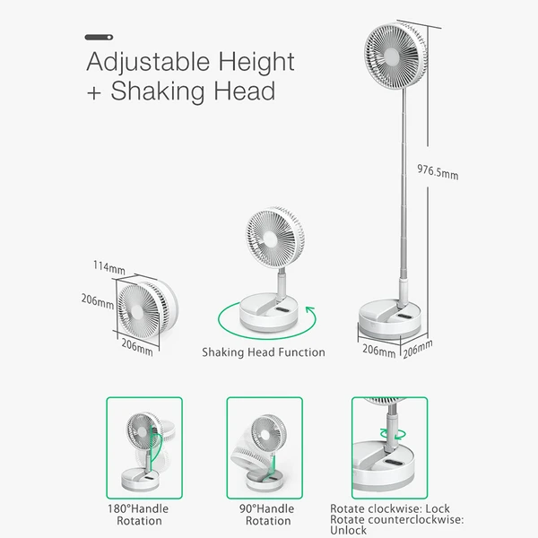 P10 Folding Retractable Camping Fan - Black 7 P10 Folding Retractable Camping Fan - Black - Image 7