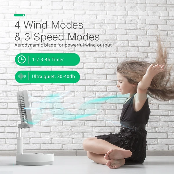 P10 Folding Retractable Camping Fan - Black 8 P10 Folding Retractable Camping Fan - Black - Image 8