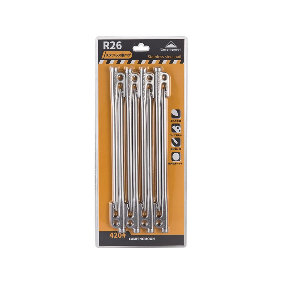 Campingmoon Stainless Steel Tent Pegs Silver 4 Campingmoon Stainless Steel Tent Pegs Silver - Image 4