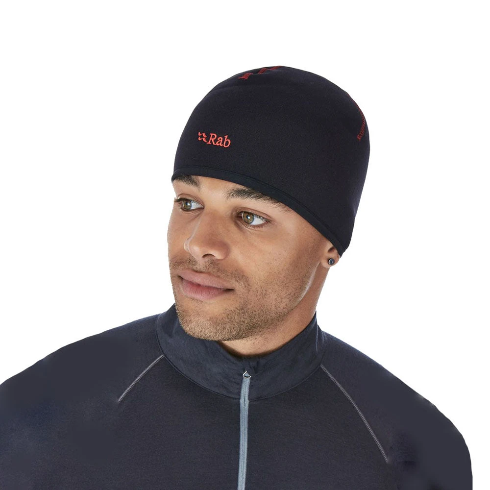 Rab Powerstretch Beanie - Black/Red Logo 2 Rab Powerstretch Beanie - Black/Red Logo - Image 2