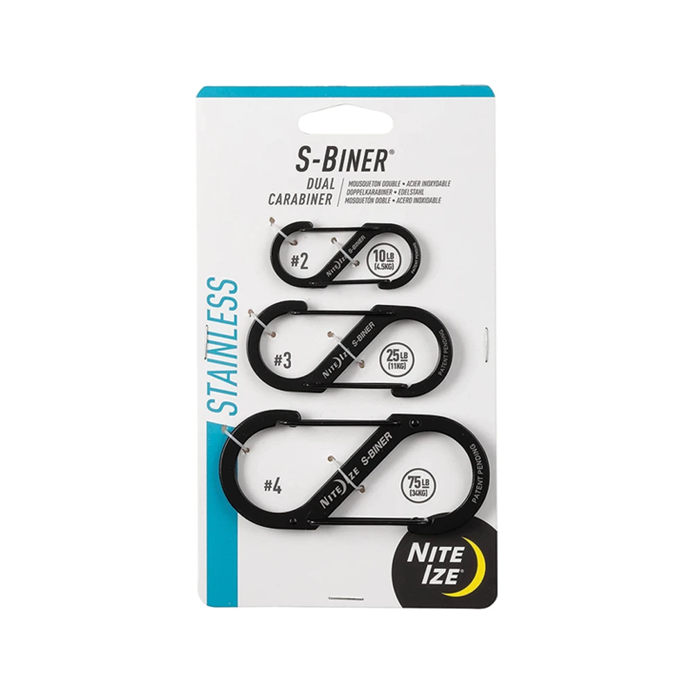 Nite Ize S-Biner® Stainless Steel Dual Carabiner Combo 3 Pack - Black 1 Nite Ize S-Biner® Stainless Steel Dual Carabiner Combo 3 Pack - Black