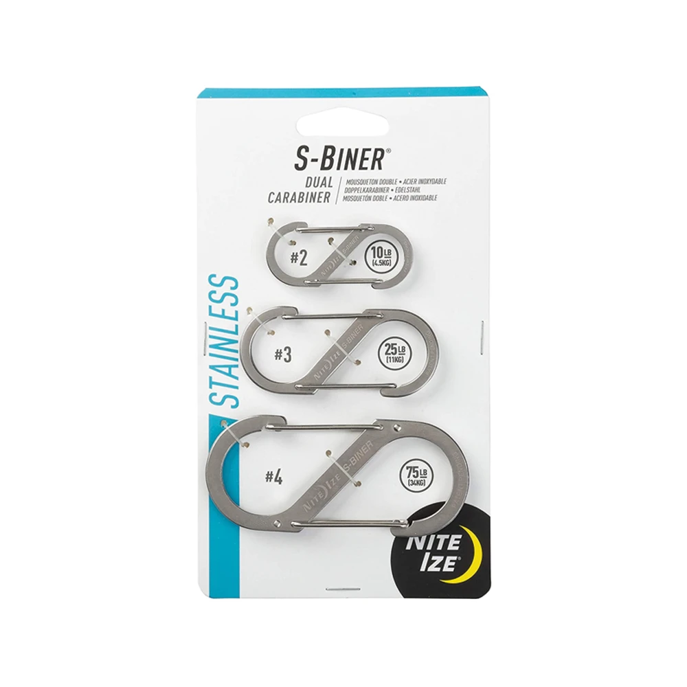 Nite Ize S-Biner® Stainless Steel Dual Carabiner Combo 3 Pack - Stainless 1 Nite Ize S-Biner® Stainless Steel Dual Carabiner Combo 3 Pack - Stainless
