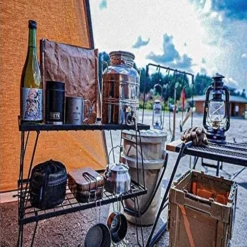 Campingmoon Foldable Multipurpose Stacking Storage Rack Steel Plating - Black -Montanic Sale Store T 230 2T9