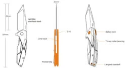 Ruike P138-B Black Liner Lock G10 Folding Knife -Montanic Sale Store diagram of p138 1