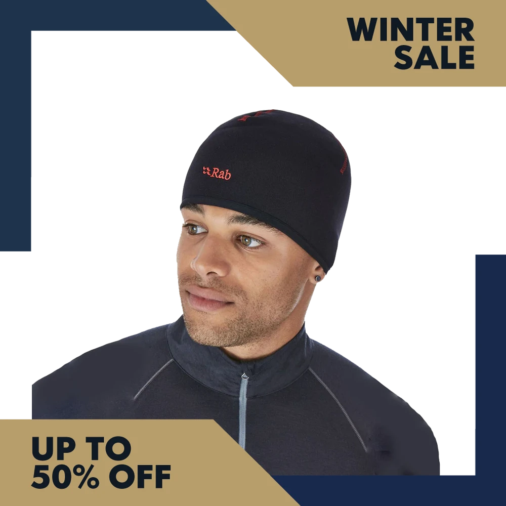 Rab Powerstretch Beanie - Black/Red Logo 1 Rab Powerstretch Beanie - Black/Red Logo